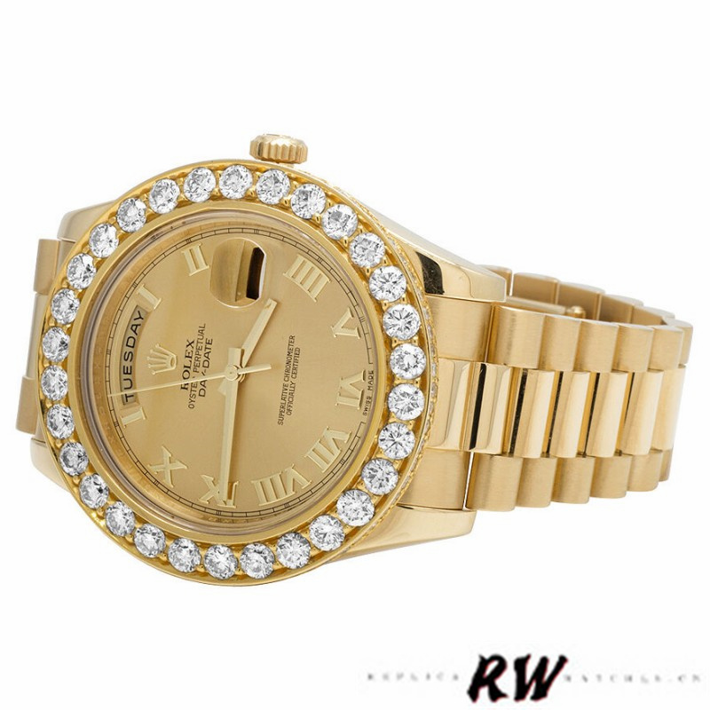 Rolex Day-Date 218348 Champagne Roman Dial 41MM Mens Replica Watch